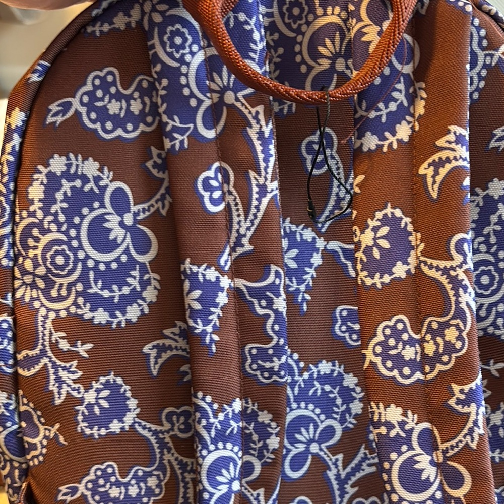 Brown And Blue Patterned Backpack - image 3